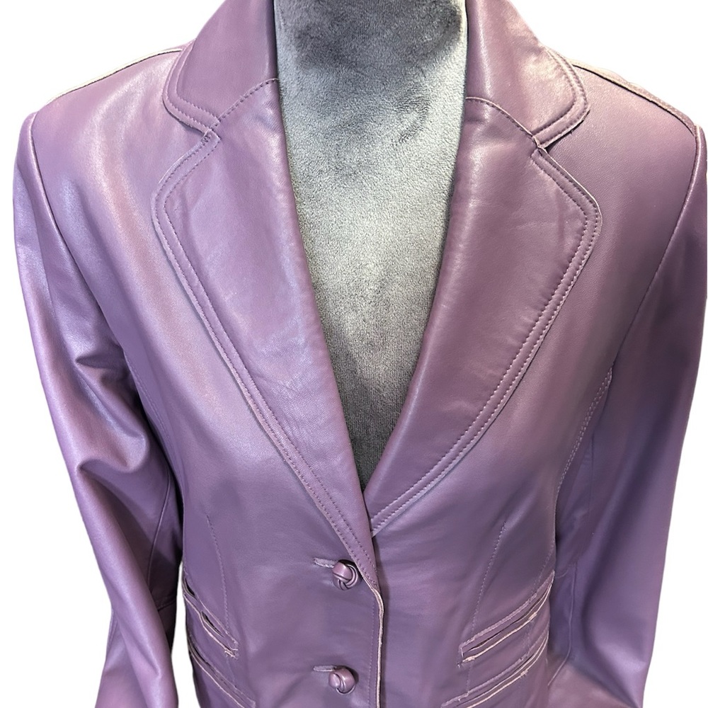 Vintage Leather Y2K Jacket Plum Purple Sz med